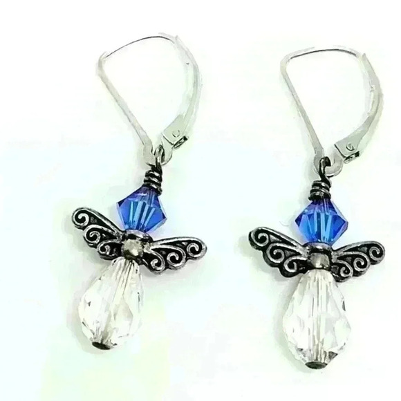 Handmade Jewelry - Beautiful Stamped 925 Silver Angel Earrings